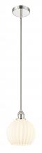  616-1S-PN-G1217-8WV - White Venetian - 1 Light - 8 inch - Polished Nickel - Stem Hung - Mini Pendant