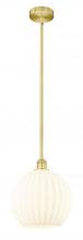  616-1S-SG-G1217-12WV - White Venetian - 1 Light - 12 inch - Satin Gold - Stem Hung - Mini Pendant