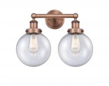  616-2W-AC-G204-8 - Beacon - 2 Light - 17 inch - Antique Copper - Bath Vanity Light