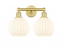  616-2W-SG-G1217-8WV - White Venetian - 2 Light - 17 inch - Satin Gold - Bath Vanity Light