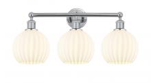  616-3W-PC-G1217-8WV - White Venetian - 3 Light - 26 inch - Polished Chrome - Bath Vanity Light