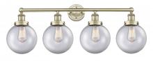  616-4W-AB-G202-8 - Beacon - 4 Light - 35 inch - Antique Brass - Bath Vanity Light