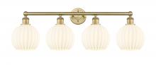  616-4W-BB-G1217-8WV - White Venetian - 4 Light - 35 inch - Brushed Brass - Bath Vanity Light