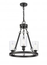  820-BK-G802-LED - Clymer - 3 Light - 20 inch - Matte Black - Chain Hung - Mini Chandelier