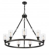  840-BK-G802-LED - Clymer - 9 Light - 40 inch - Matte Black - Chain Hung - Chandelier