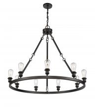  840-BK - Saloon - 9 Light - 40 inch - Matte Black - Chain Hung - Chandelier