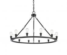  850-BK-LED - Saloon - 12 Light - 50 inch - Matte Black - Chain Hung - Chandelier