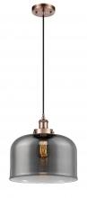  916-1P-AC-G73-L - Bell - 1 Light - 12 inch - Antique Copper - Cord hung - Mini Pendant