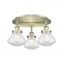  916-3C-AB-G322 - Olean - 3 Light - 19 inch - Antique Brass - Flush Mount