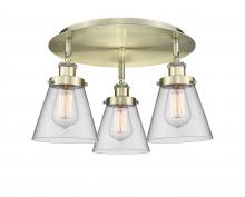  916-3C-AB-G62 - Cone - 3 Light - 18 inch - Antique Brass - Flush Mount