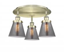  916-3C-AB-G63 - Cone - 3 Light - 18 inch - Antique Brass - Flush Mount