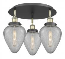  916-3C-BAB-G165 - Geneseo - 3 Light - 18 inch - Black Antique Brass - Flush Mount