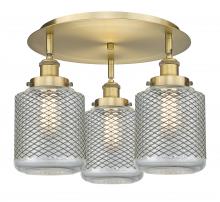  916-3C-BB-G262 - Edison - 3 Light - 18 inch - Brushed Brass - Flush Mount