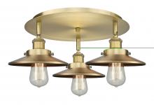  916-3C-BB-M4-BB - Edison - 3 Light - 20 inch - Brushed Brass - Flush Mount