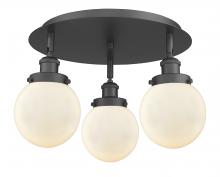  916-3C-BK-G201-6 - Beacon - 3 Light - 18 inch - Matte Black - Flush Mount