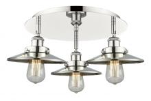  916-3C-PN-M1-PN - Edison - 3 Light - 20 inch - Polished Nickel - Flush Mount