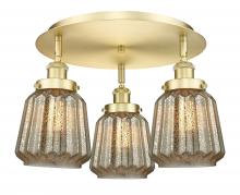  916-3C-SG-G146 - Chatham - 3 Light - 19 inch - Satin Gold - Flush Mount