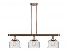  916-3I-AC-G74-LED - Bell - 3 Light - 36 inch - Antique Copper - Stem Hung - Island Light