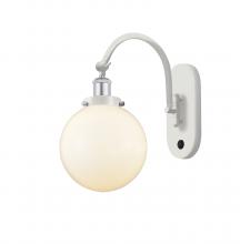  918-1W-WPC-G201-8 - Beacon - 1 Light - 8 inch - White Polished Chrome - Sconce