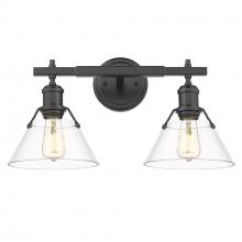 Golden 3306-BA2 BLK-CLR - Orwell 2-Light Vanity Light in Matte Black with Clear Glass