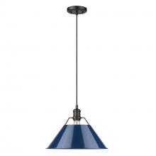 Golden 3306-L BLK-NVY - Orwell 14" Wide Large Pendant in Matte Black with Matte Navy