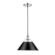 Golden 3306-L CH-BLK - Orwell 14" Wide Large Pendant in Chrome with Matte Black