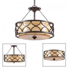  9018-SFM COB - Two Light Corsini Bronze Verano Sol Glass Drum Shade Pendant