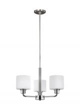  3128803EN3-962 - Canfield modern 3-light LED indoor dimmable ceiling chandelier pendant light in brushed nickel silve