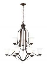  3139009EN3-710 - Emmons traditional 9-light LED indoor dimmable ceiling chandelier pendant light in bronze finish wit