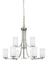  3139109EN3-962 - Hettinger transitional 9-light LED indoor dimmable ceiling chandelier pendant light in brushed nicke