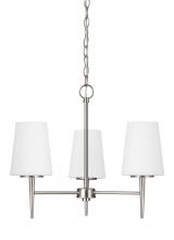  3140403EN3-962 - Driscoll contemporary 3-light LED indoor dimmable ceiling chandelier pendant light in brushed nickel