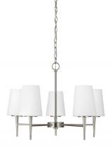  3140405EN3-962 - Driscoll contemporary 5-light LED indoor dimmable ceiling chandelier pendant light in brushed nickel