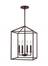  5215004EN-710 - Perryton transitional 4-light LED indoor dimmable small ceiling pendant hanging chandelier light in