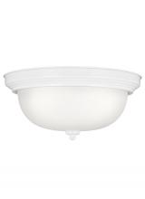  77065EN3-15 - Geary transitional 3-light LED indoor dimmable ceiling flush mount fixture in white finish with sati