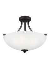  7716503EN3-710 - Geary transitional 3-light LED indoor dimmable ceiling flush mount fixture in bronze finish with sat