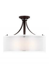  7737303EN3-710 - Elmwood Park traditional 3-light LED indoor dimmable ceiling semi-flush mount in bronze finish with