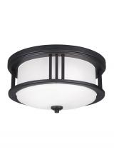  7847902EN3-12 - Crowell contemporary 2-light LED outdoor exterior ceiling flush mount in black finish with satin etc