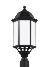  8238751EN3-12 - Sevier traditional 1-light LED outdoor exterior large post lantern in black finish with satin etched