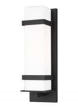  8620701EN3-12 - Alban modern 1-light LED outdoor exterior medium square wall lantern sconce in black finish with etc