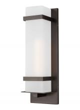  8720701EN3-71 - Alban modern 1-light LED outdoor exterior large square wall lantern sconce in antique bronze finish