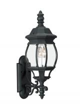  88201EN-12 - Wynfield traditional 2-light LED outdoor exterior wall lantern sconce in black finish with clear bev