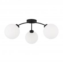  257131BI-557 - 3-Light Semi Flush in Matte Black with Soft White Glass Globes