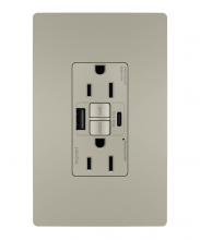  1597TRUSBACNIC4 - radiant® Tamper-Resistant 15A Duplex Self-Test GFCI Receptacles with SafeLock® Protection, USB Type 