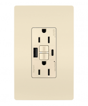  1597TRUSBACLAC4 - radiant? Tamper-Resistant 15A Duplex Self-Test GFCI Receptacles with SafeLock? Protection, USB Type