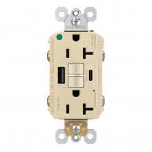  2097HGTRUSBACI - radiant? Hospital Grade Tamper-Resistant 20A Duplex Self-Test GFCI Receptacles with SafeLock?