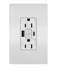  1597TRWRUSBACW - radiant® Tamper-Resistant Weather-Resistant 15A Duplex Self-Test GFCI Receptacles with SafeLock® Pro