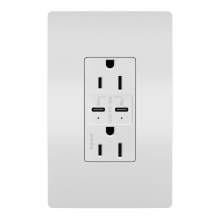  R26USBPDW - radiant® 15A Tamper Resistant Ultra Fast PLUS Power Delivery USB Type C/C Outlet, White