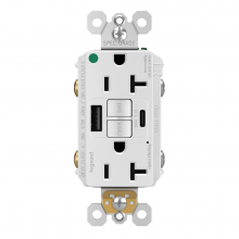  2097HGTRUSBACW - radiant? Hospital Grade Tamper-Resistant 20A Duplex Self-Test GFCI Receptacles with SafeLock?