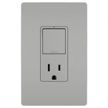  RCD38TRGRYCC6 - radiant? Single Pole/3-Way Switch with 15A Tamper-Resistant Outlet, Gray