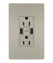  1597TRUSBAANIC4 - radiant® Tamper-Resistant 15A Duplex Self-Test GFCI Receptacles with SafeLock® Protection, USB Type 